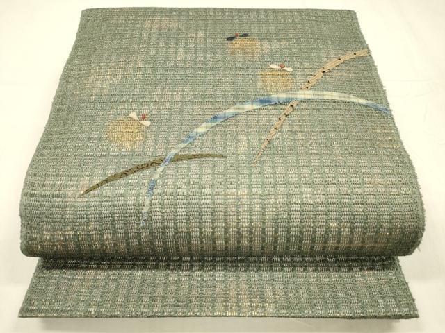 平和屋着物*夏物 太鼓柄 本袋帯 パッチワーク 蛍芝文 金彩 正絹 逸品 DABD6704cm