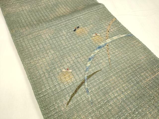 平和屋着物*夏物 太鼓柄 本袋帯 パッチワーク 蛍芝文 金彩 正絹 逸品 DABD6704cm