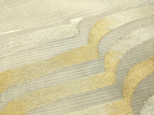 平和屋着物*夏物 絽綴れ 太鼓柄袋帯 抽象文様 金銀糸 正絹 逸品 DABD6710cm