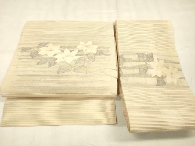 平和屋着物*夏物 西陣 絽綴れ つけ帯 草花文 金銀糸 正絹 逸品 DABD6717cm