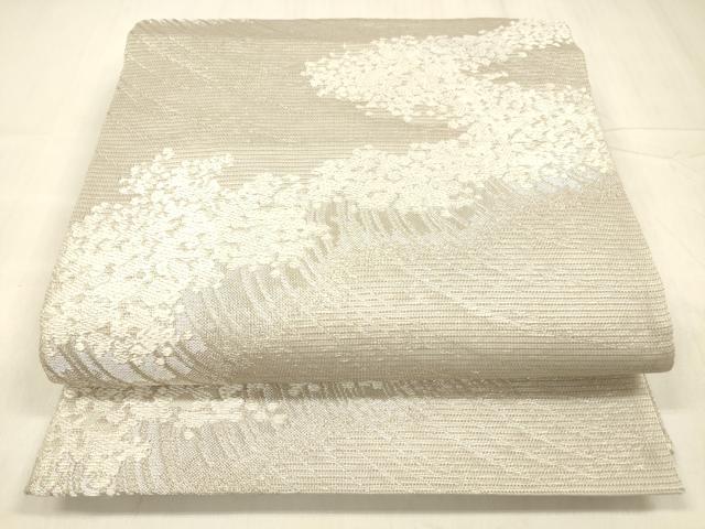 平和屋着物＊夏物　松尾光琳　六通柄袋帯　立波文　銀糸　正絹　逸品　DABD6726cm 平和屋着物＊夏物 松尾光琳 六通柄袋帯 立波文 銀糸 正絹 逸品