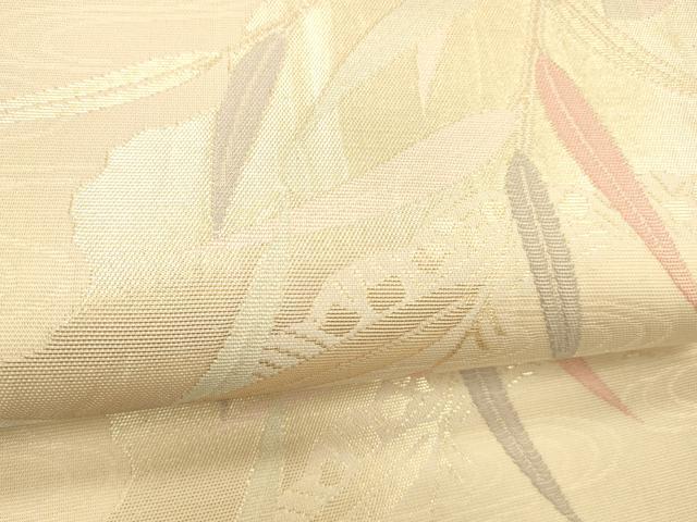 平和屋着物*夏物 六通柄袋帯 流水渡橋草葉文 金糸 正絹 逸品 DABD6729cm