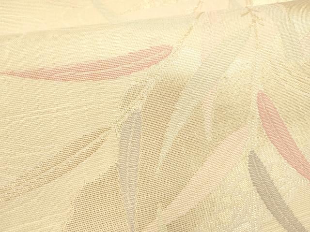 平和屋着物*夏物 六通柄袋帯 流水渡橋草葉文 金糸 正絹 逸品 DABD6729cm