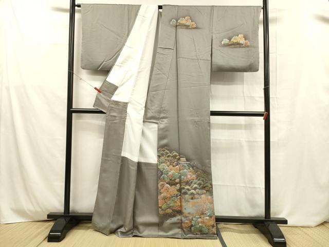 平和屋着物■訪問着 風景文 金銀彩 正絹 逸品 DABD6743cm