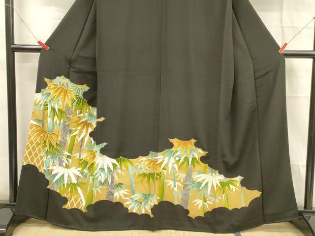 平和屋着物■豪華黒留袖 駒刺繍 笹竹文 金彩 正絹 逸品 DABD6833cm