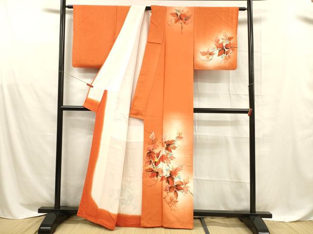 平和屋着物■訪問着 手描き 蔦の葉文 暈し染め 正絹 逸品 DABD6843cm