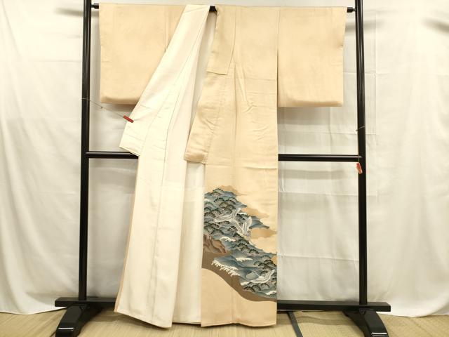 平和屋着物■豪華色留袖 刺繍 飛鶴流水松文 金銀彩 正絹 逸品 DABD6857cm