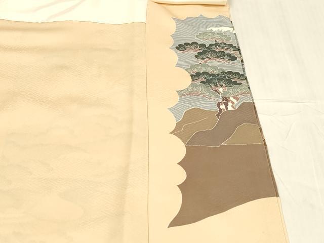 平和屋着物■豪華色留袖 刺繍 飛鶴流水松文 金銀彩 正絹 逸品 DABD6857cm