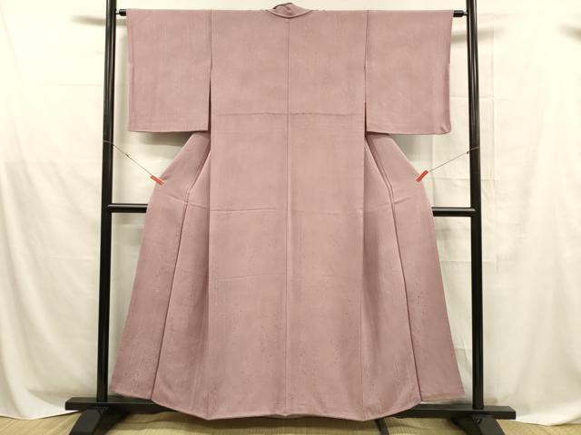 平和屋着物■上質な色無地 丸地紋 石竹色 正絹 逸品 DABD6858cm