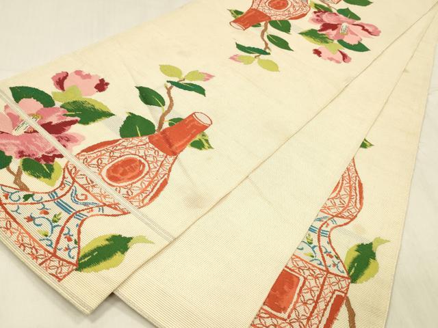 平和屋着物*夏物 六通柄 本袋帯 器物花文 正絹 逸品 DABD6889cm