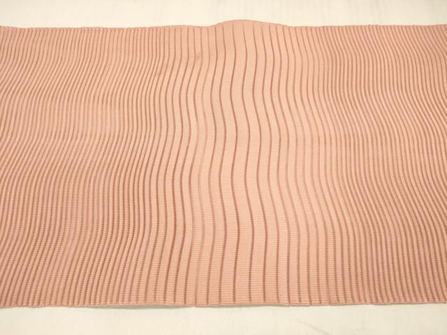 平和屋着物*夏物 絽綴れ 八寸名古屋帯 よろけ縞 薄紅色 正絹 逸品 DABD6890cm