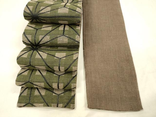 平和屋着物*夏物 男性 角帯 格子麻の葉文 正絹 逸品 DABD6911cm