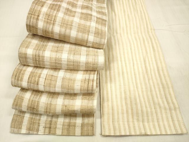 平和屋着物＊夏物　両面　半幅帯　格子　間道　麻　逸品　DABD6918cm 平和屋着物＊夏物 両面 半幅帯 格子 間道 麻 逸品 DABD6918cm