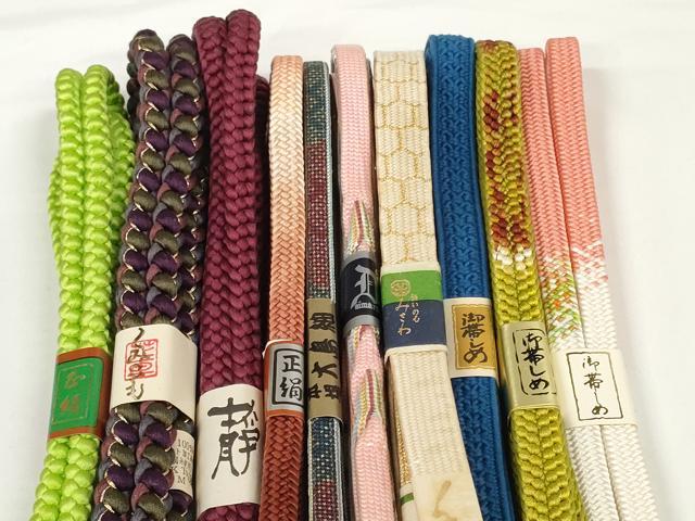 平和屋着物●和装小物 帯締め10本セット 手組紐 本場大島紬 亀甲組 金糸 逸品 未使用 DABD7058zzz