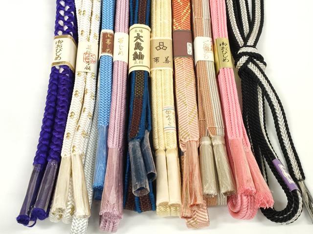 平和屋着物●和装小物 帯締め10本セット 組紐 本場大島紬 笹浪組 冠組 金銀糸 逸品 未使用 DABD7059zzz
