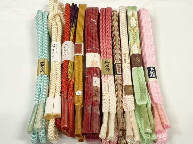 平和屋着物●和装小物 帯締め10本セット 手組紐 藤三郎紐 冠組 金糸 逸品 未使用 DABD7064zzz
