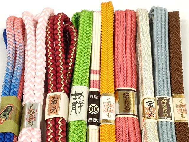 平和屋着物●和装小物 帯締め10本セット 組紐 草木染 冠組 金糸 西武百貨店扱い 逸品 未使用 DABD7067zzz