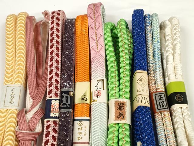 平和屋着物●和装小物 帯締め10本セット 組紐 笹浪組 鴨川組 金糸 近鉄・大丸扱い 逸品 未使用 DABD7069zzz