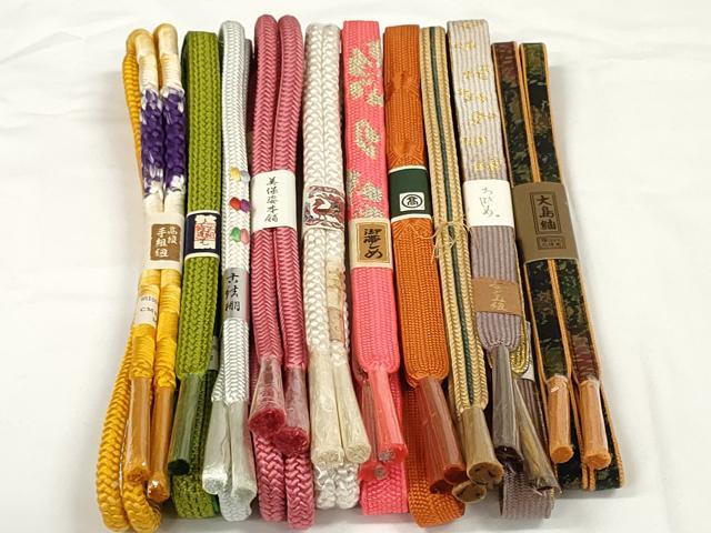 平和屋着物●和装小物 帯締め10本セット 手組紐 高麗組 大島紬 金糸 美保姿本舗 高島屋扱い 逸品 未使用 DABD7072zzz