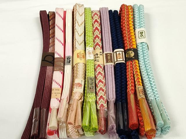 平和屋着物●和装小物 帯締め10本セット 手組紐 堅牢染 笹浪組 金糸 逸品 未使用 DABD7080zzz