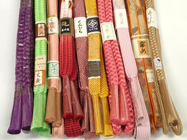 平和屋着物●和装小物 帯締め10本セット 組紐 草木染 高麗組 金糸 丈長あり 逸品 未使用 DABD7093zzz