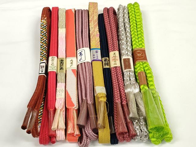 平和屋着物●和装小物 帯締め10本セット 西陣 手組紐 高麗組 冠組 金銀糸 美保姿本舗 逸品 未使用 DABD7096zzz