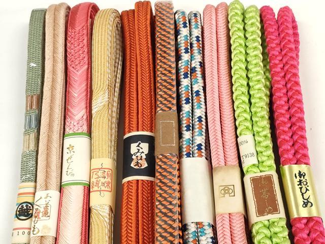 平和屋着物●和装小物 帯締め10本セット 組紐 奈良組 冠組 金糸 三越扱い 逸品 未使用 DABD7105zzz