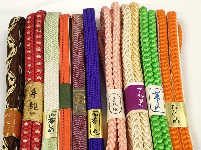 平和屋着物●和装小物 帯締め10本セット 手組紐 笹浪組 金糸 そごう・さが美扱い 逸品 未使用 DABD7106zzz