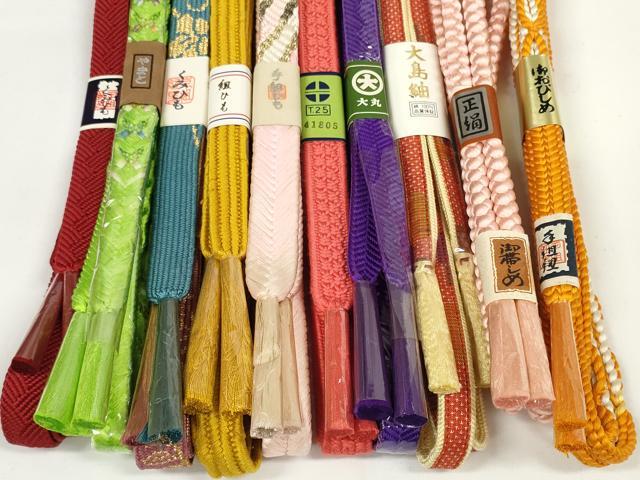 平和屋着物●和装小物 帯締め10本セット 組紐 大島紬 高麗組 笹浪組 金糸 大丸扱い やまと誂製 逸品 未使用 DABD7109zzz