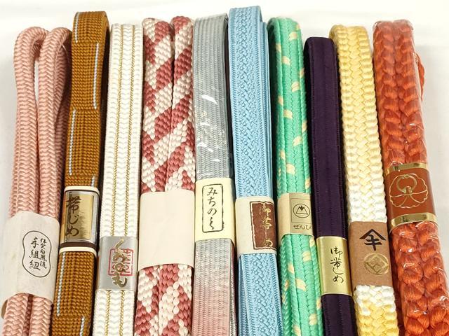 平和屋着物●和装小物 帯締め10本セット 礼装用 組紐 高麗組 金糸 逸品 未使用 DABD7115zzz