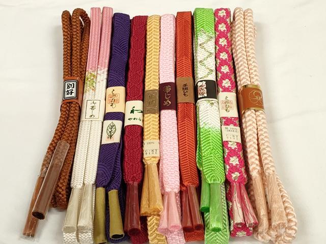 平和屋着物●和装小物 帯締め10本セット 組紐 草木染 笹浪組 金糸 逸品 未使用 DABD7121zzz