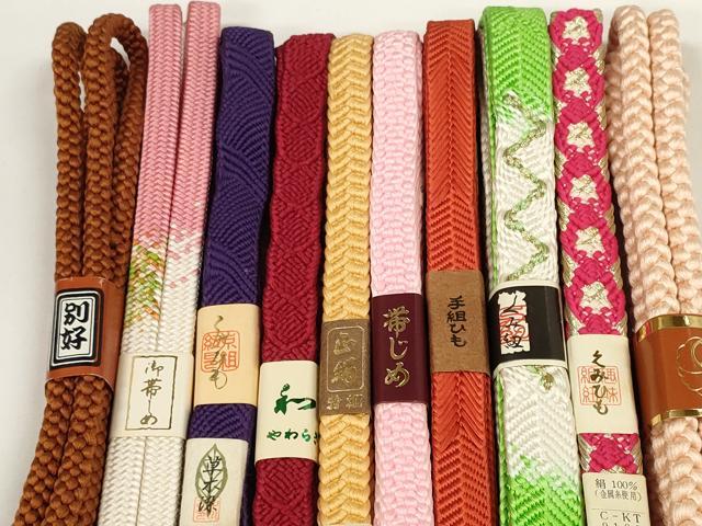 平和屋着物●和装小物 帯締め10本セット 組紐 草木染 笹浪組 金糸 逸品 未使用 DABD7121zzz