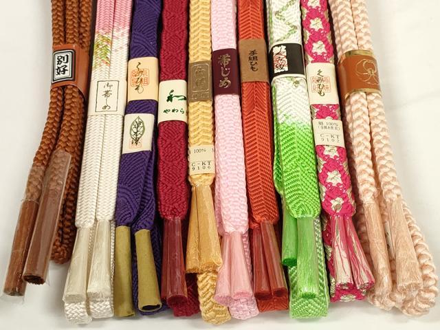 平和屋着物●和装小物 帯締め10本セット 組紐 草木染 笹浪組 金糸 逸品 未使用 DABD7121zzz