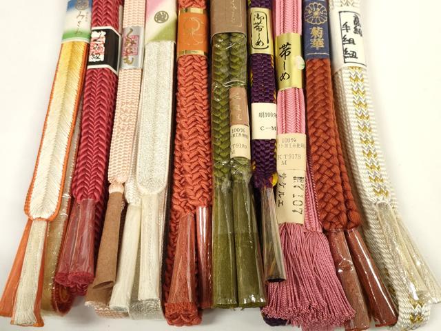 平和屋着物●和装小物 帯締め10本セット 高級手組紐 組紐 畝組 金銀糸 めいくやまと 三越扱い 逸品 未使用 DABD7123zzz
