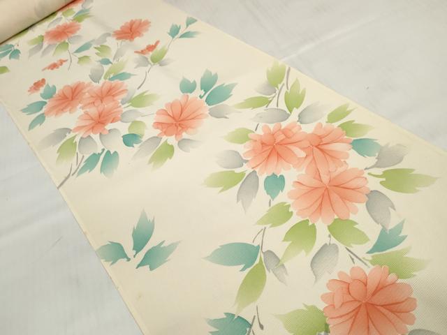 平和屋着物*夏物 小紋 反物 着尺 駒絽 五泉 手描き 枝花文 逸品 未使用 DABD7224zzz