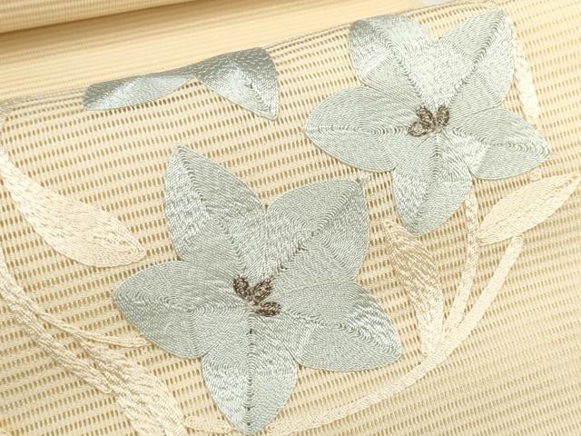 平和屋着物*夏物 西陣 名古屋帯 帯反物 絽綴れ 駒刺繍 総刺繍 花丸文 証紙付き 逸品 未使用 DABD7238zzz