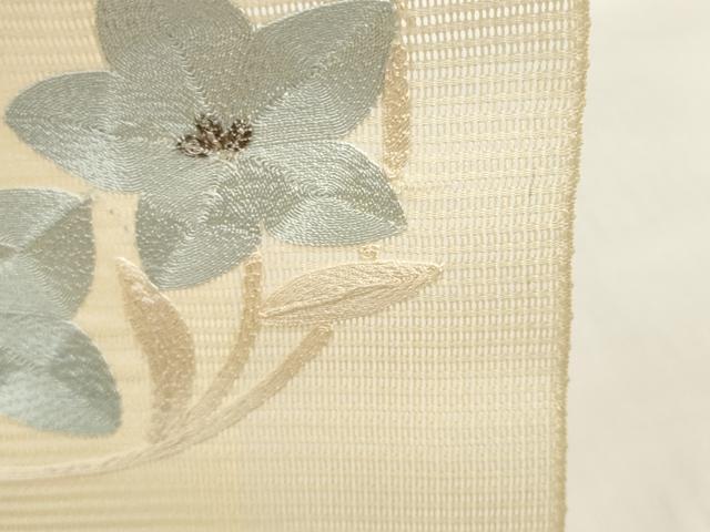 平和屋着物*夏物 西陣 名古屋帯 帯反物 絽綴れ 駒刺繍 総刺繍 花丸文 証紙付き 逸品 未使用 DABD7238zzz