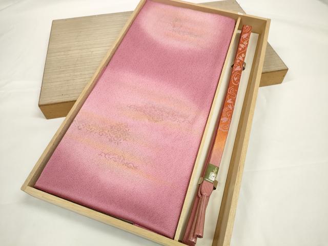 平和屋着物●和装小物 帯締め・帯揚げセット 霞花文 金彩 高麗組 逸品 未使用 DABD7292zzz