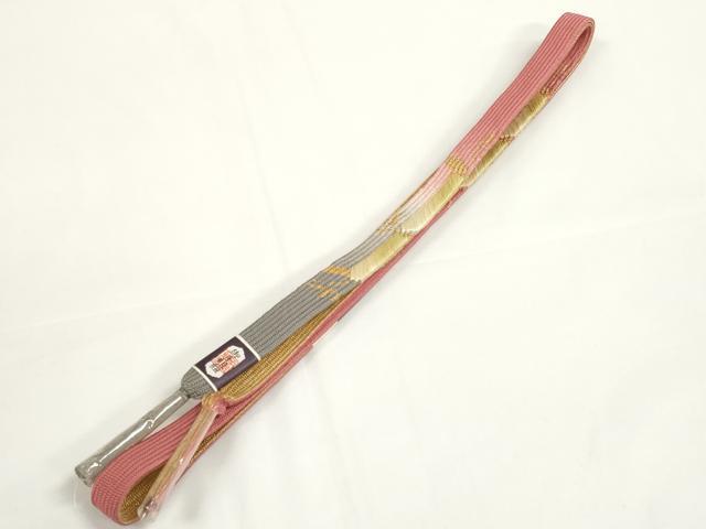 平和屋着物●和装小物 帯締め・帯揚げセット 霞地紋 高麗組 金糸 逸品 未使用 DABD7303zzz