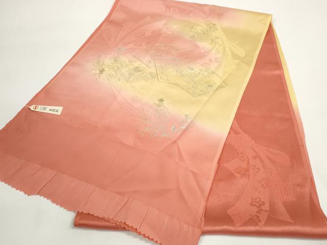平和屋着物●和装小物 帯締め・帯揚げセット 地紙花文 金彩 高麗組 金糸 逸品 未使用 DABD7311zzz