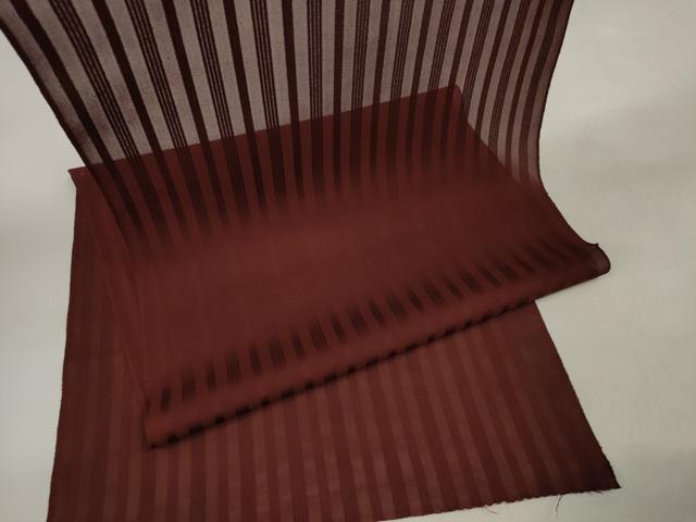 平和屋着物▽羽織・コート　ロングコート　反物　羽尺　スリーシーズン　春夏秋　塵除け　縞紋紗　葡萄茶色　逸品　未使用　DABD7431zzz 平和屋着物▽羽織・コート ロングコート 反物 羽尺 スリーシーズン 春