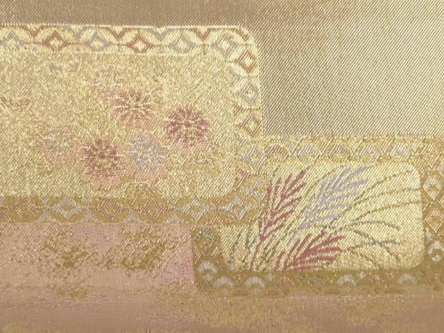 平和屋着物▼和装小物 和装バッグ・草履セット 色紙重ね花文 金糸 逸品 DABD7466zzz
