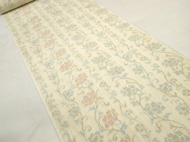 平和屋着物●本塩沢 反物 着尺 更紗花唐草文 逸品 未使用 DABD7555zzz