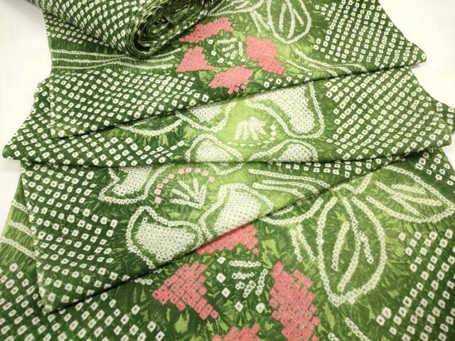 平和屋着物*夏物 有松鳴海絞り 浴衣 反物 着尺 花繋ぎ 綿 逸品 未使用 DABD7608zzz