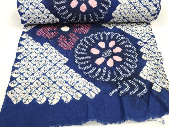 平和屋着物*夏物 有松鳴海絞り 浴衣 反物 着尺 菱花文 綿 逸品 未使用 DABD7610zzz