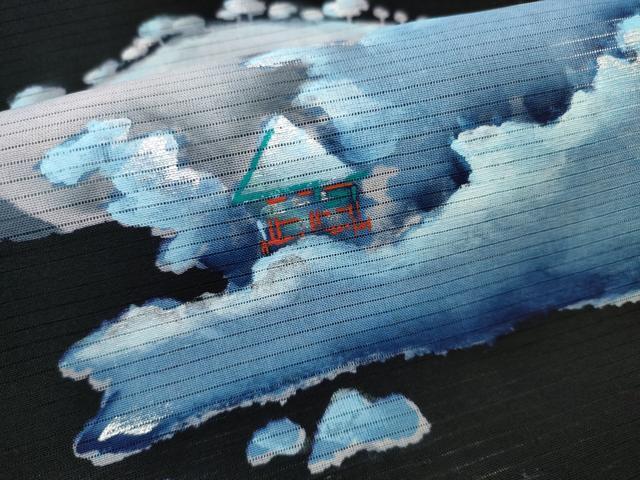 平和屋着物*夏物 名古屋帯 帯反物 絽 手描き 遠山風景文 黒地 未使用 DABD7714zzz