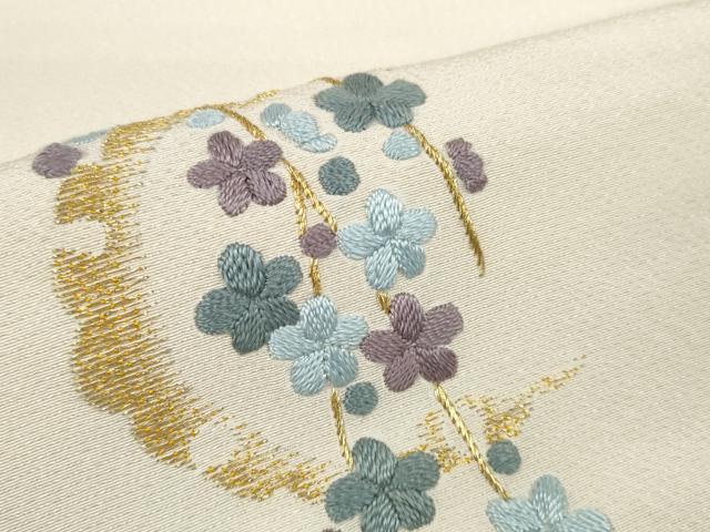 平和屋着物▼和装小物 端切れ ハギレ 2枚セット 駒刺繍 総刺繍 扇面花 雪輪花 金銀糸 リメイク生地 材料 逸品 DABD7782zzz
