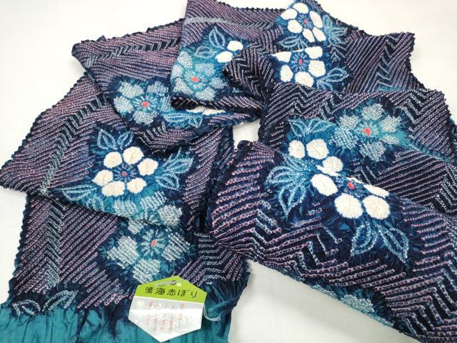 平和屋着物*夏物 有松鳴海絞り 浴衣 反物 着尺 花繋ぎ 湯のし前 綿 逸品 未使用 DABD7797zzz