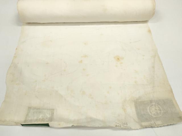 平和屋着物*夏物 長襦袢 小千谷ちぢみ 反物 着尺 本麻翠紗 流水紋紗 生成り色 小千谷織物 証紙付き 麻 逸品 未使用 DABD7822zzz