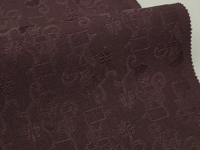 平和屋着物▼色無地 解き反物 着尺 花唐草地紋 似せ紫色 逸品 DABD7841zzz